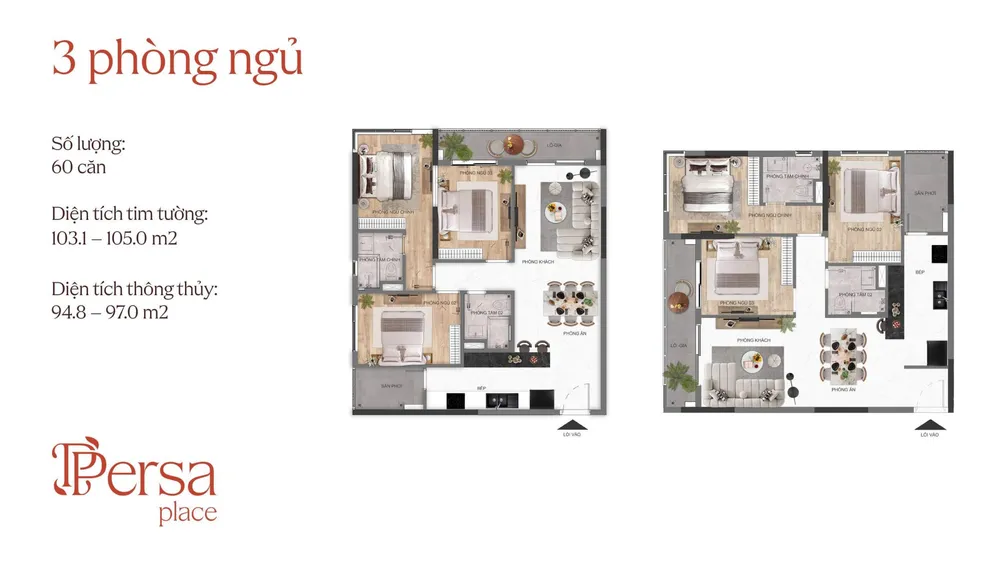 layout thiết kế 3 phòng ngủ