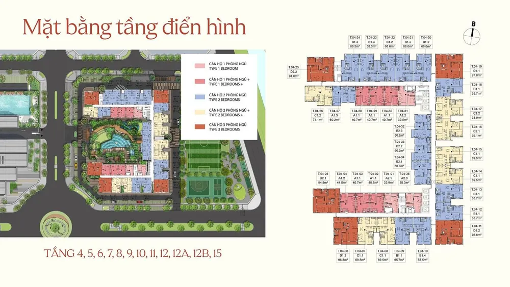 Mặt bằng tầng điển hình căn hộ Persa Place tại Springville Nhơn Trạch